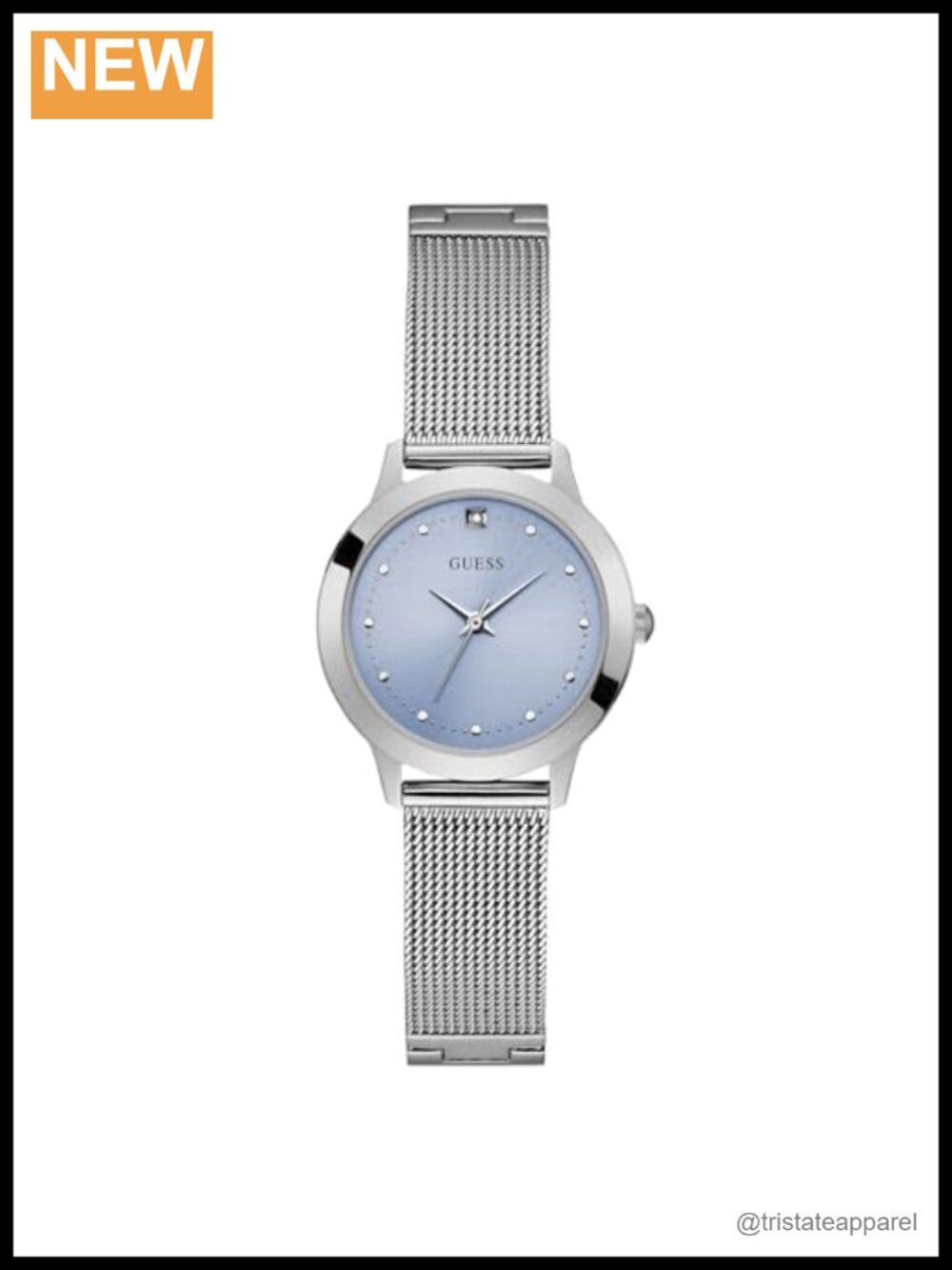 Stainless Steel Mesh Bracelet Watch Diamond Dial 30mm Mineral Crystal